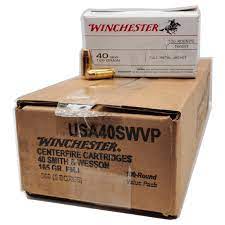 Winchester USA HANDGUN .40 S&W 165 grain Full Metal Jacket Brass Cased 500 rounds