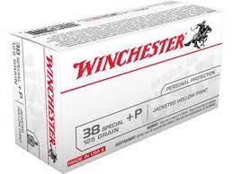 Winchester USA Ammunition 38 Special +P 125 Grain Jacketed Hollow Point Box of 50