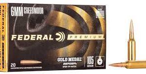 Federal Premium Gold Medal 6mm Creedmoor 109 Grain Long Range Hybrid Target Brass Cased 500 rounds