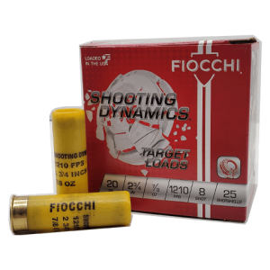 20 Gauge – Fiocchi 2-3/4″ Shooting Dynamics #8 Shot – 25 Rounds