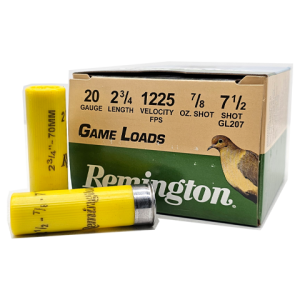 20 Gauge – Remington 2-3/4″ Game Load #7.5 Shot – 25 Rounds