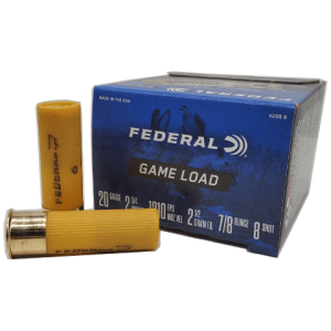 20 Gauge – Federal 2-3/4″ Game Load #8 Shot – 25 Rounds