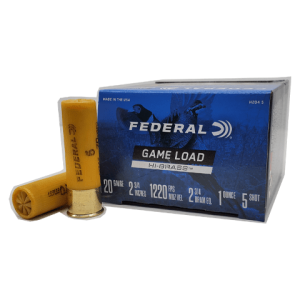 20 Gauge – Federal 2-3/4″ Game Load Hi-Brass #5 Shot – 25 Rounds