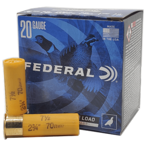 20 Gauge – Federal 2-3/4″ Game Load Hi-Brass #7.5 Shot – 25 Rounds