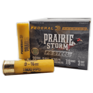 20 Gauge – Federal Prairie Storm 3″ FS Steel #3 Shot – 25 Rounds