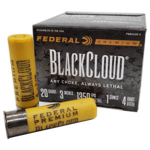 20 Gauge – Federal Premium 3″ Black Cloud #4 Steel Shot