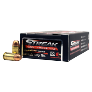 380 Auto – Ammo Inc. Streak 100 Grain TMJ Red Cold Tracer – 50 Rounds