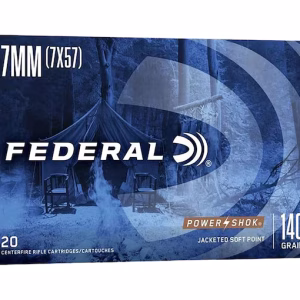 Federal Power-Shok 7x57mm Mauser (7mm Mauser) Ammo 140 Grain Speer Hot-Cor Jacketed Soft Point Box of 20