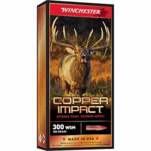 Winchester Copper Impact 300 Winchester Short Magnum (WSM) Ammo 180 Grain Winchester Copper Impact Polymer Tip Lead Free Box of 20