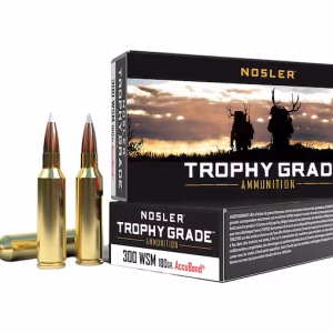 Nosler Trophy Grade 300 Winchester Short Magnum (WSM) Ammo 180 Grain Nosler AccuBond Bonded Polymer Tip Box of 20