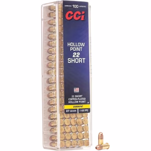 CCI 22 Short Ammo 27 Grain Plated Hollow Point Box of 100